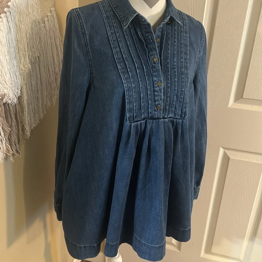 Free People Baby Blues Denim Tunic - Size Small Petite - Picture 4 of 10